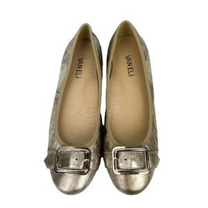 Vaneli Solana Silver Metallic Ballet Flats Buckle Women’s Size 7.5 M